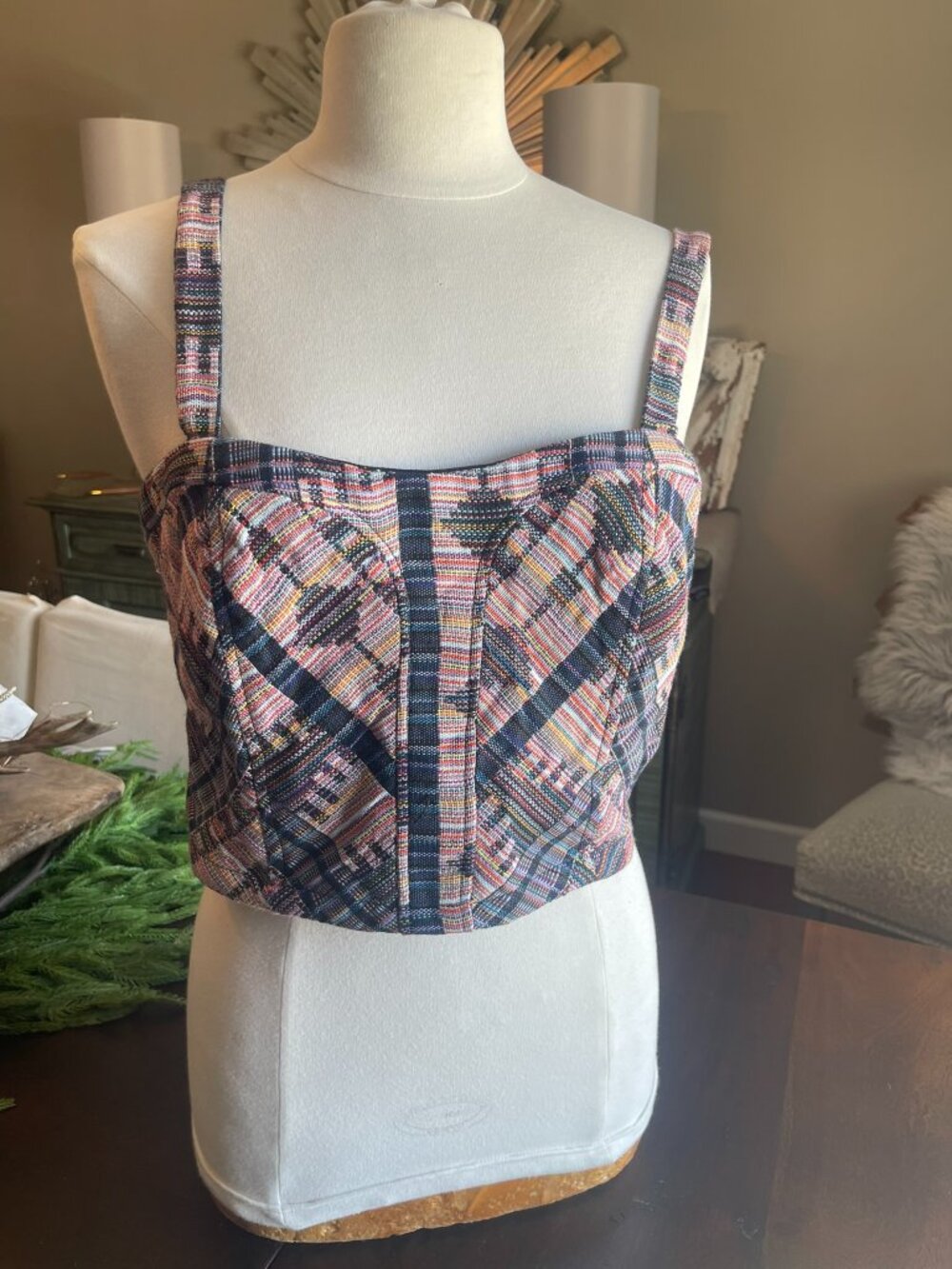 Greylin UpcycledMixed Media Patchwork Tank Sz L